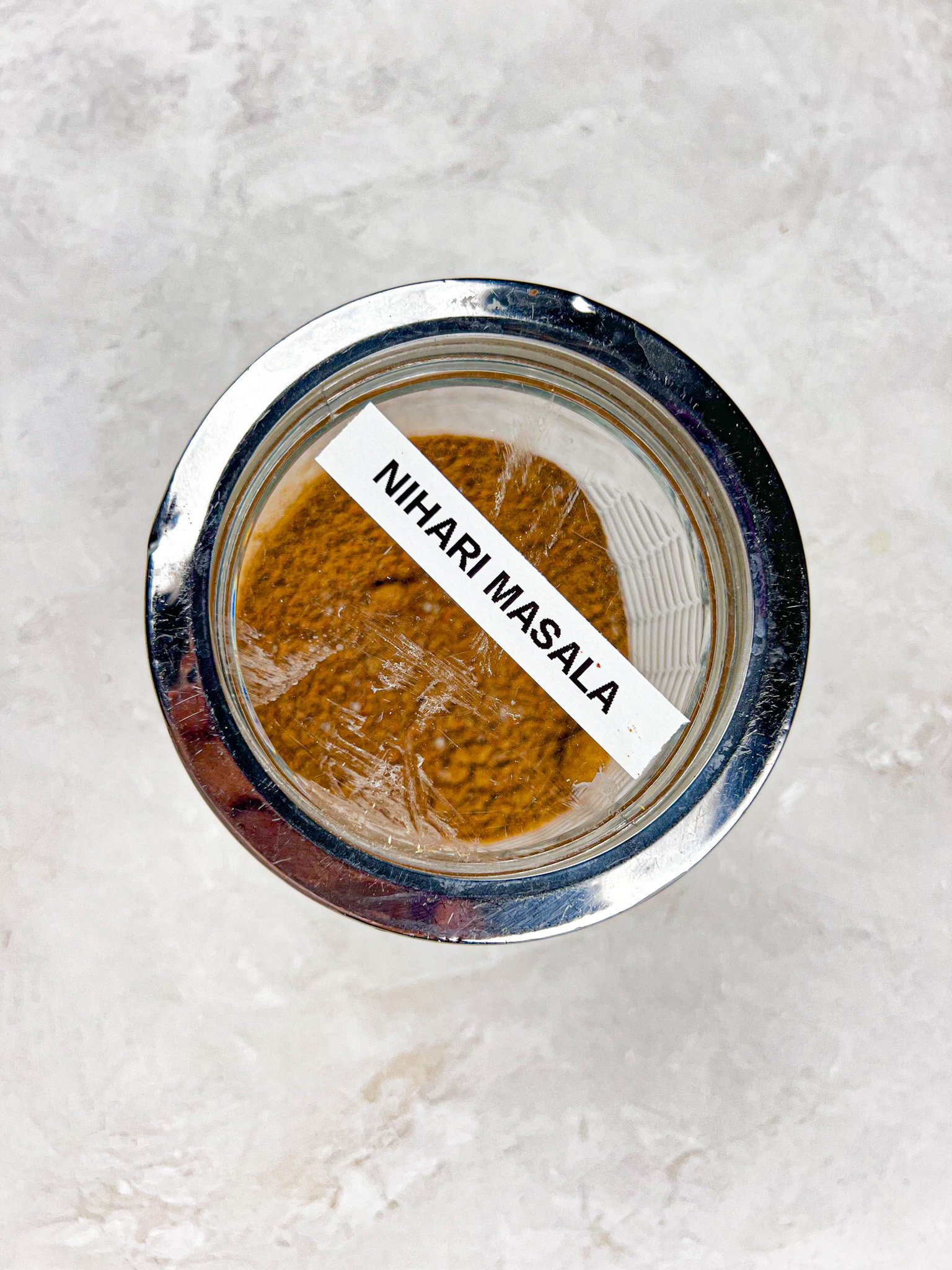 homemade nihari masala in a jar.
